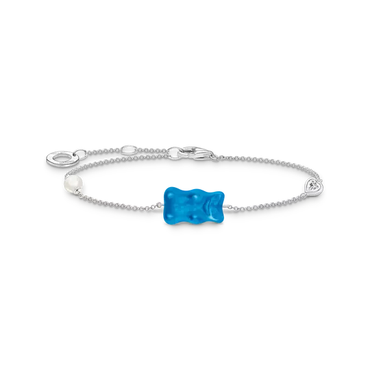 TSB Bracelet Haribo Ours d'or bleu, perle & zirconia
