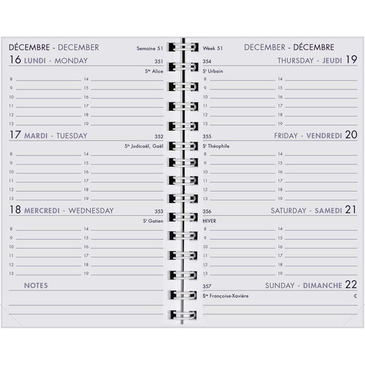 AGM Agenda Moderne 12,5x8 Polypro Transparent Spirale Semainier-Agenda-Agenda Moderne-Papeterie du Dôme