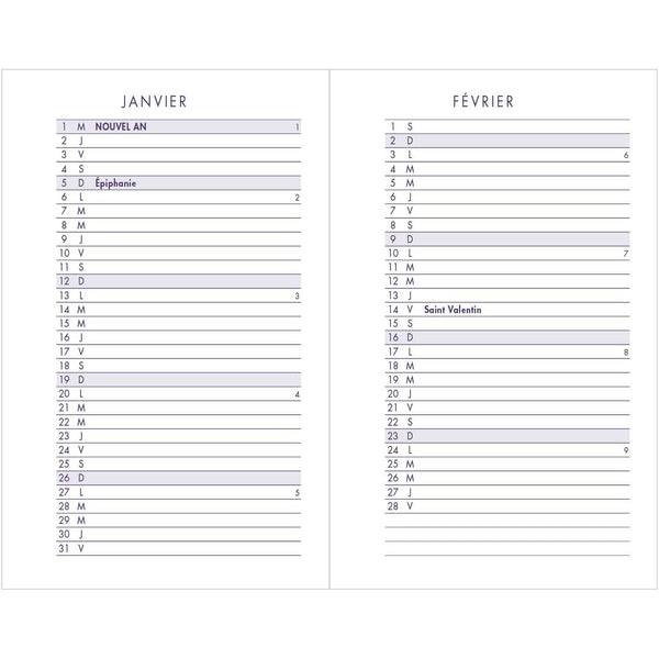 AGM Agenda Moderne 7x10,5 PVC 2 Jours Par Page-Agenda-Agenda Moderne-Papeterie du Dôme