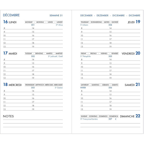 AGM Agenda Moderne Hebdoplan Camargue Cuir de Taurillon avec Patte 143x85-Agenda Cuir-Agenda Moderne-Papeterie du Dôme