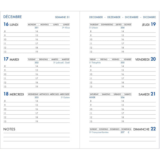 AGM Agenda Moderne Hebdoplan Camargue Cuir de Taurillon avec Patte 143x85-Agenda Cuir-Agenda Moderne-Papeterie du Dôme
