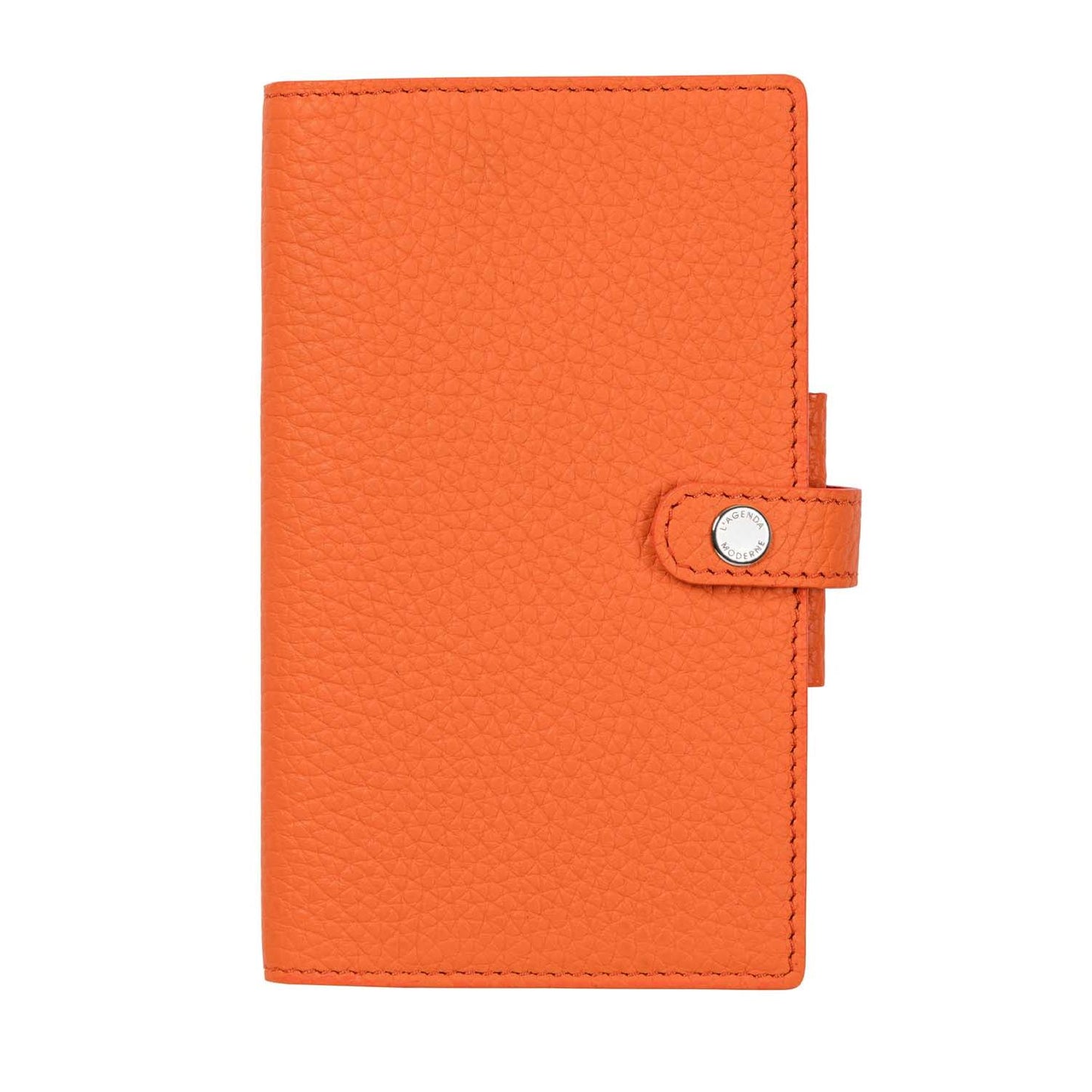AGM Agenda Moderne Hebdoplan Camargue Cuir de Taurillon avec Patte 143x85-Agenda Cuir-Agenda Moderne-Orange-Papeterie du Dôme