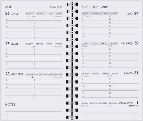 AGM Agenda Moderne Hebdoplan Polypro SAD 1 semaine sur 2 pages 9x15-Agenda-Agenda Moderne-Papeterie du Dôme
