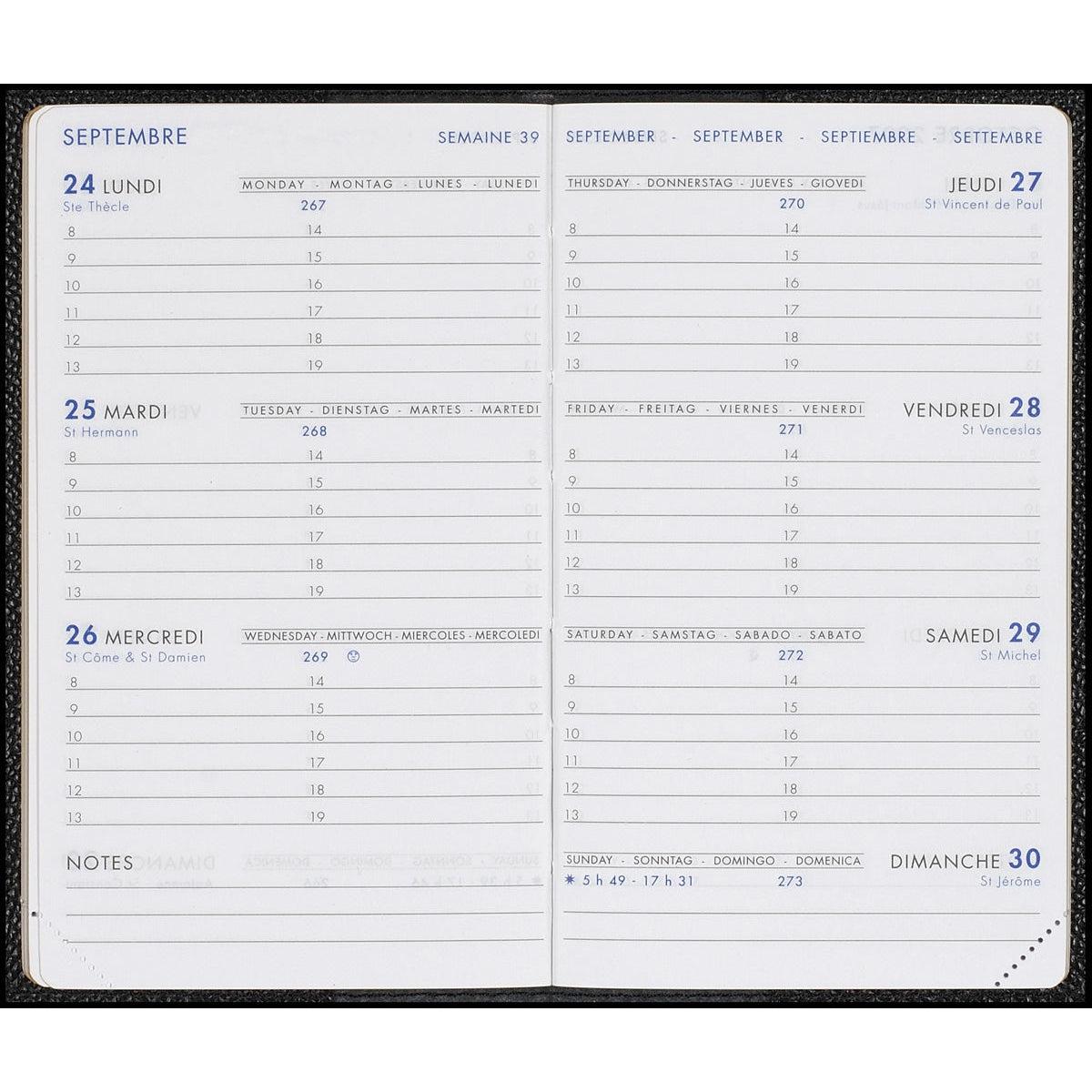 AGM Agenda Moderne Hebdoplan avec Patte Pekari Cuir de Porc 147x90-Agenda Cuir-Agenda Moderne-Papeterie du Dôme