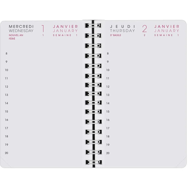 AGM Agenda Moderne Recharge 13 cm 1Jour/Page - 4 Trimestres-Recharge Agenda-Agenda Moderne-Papeterie du Dôme