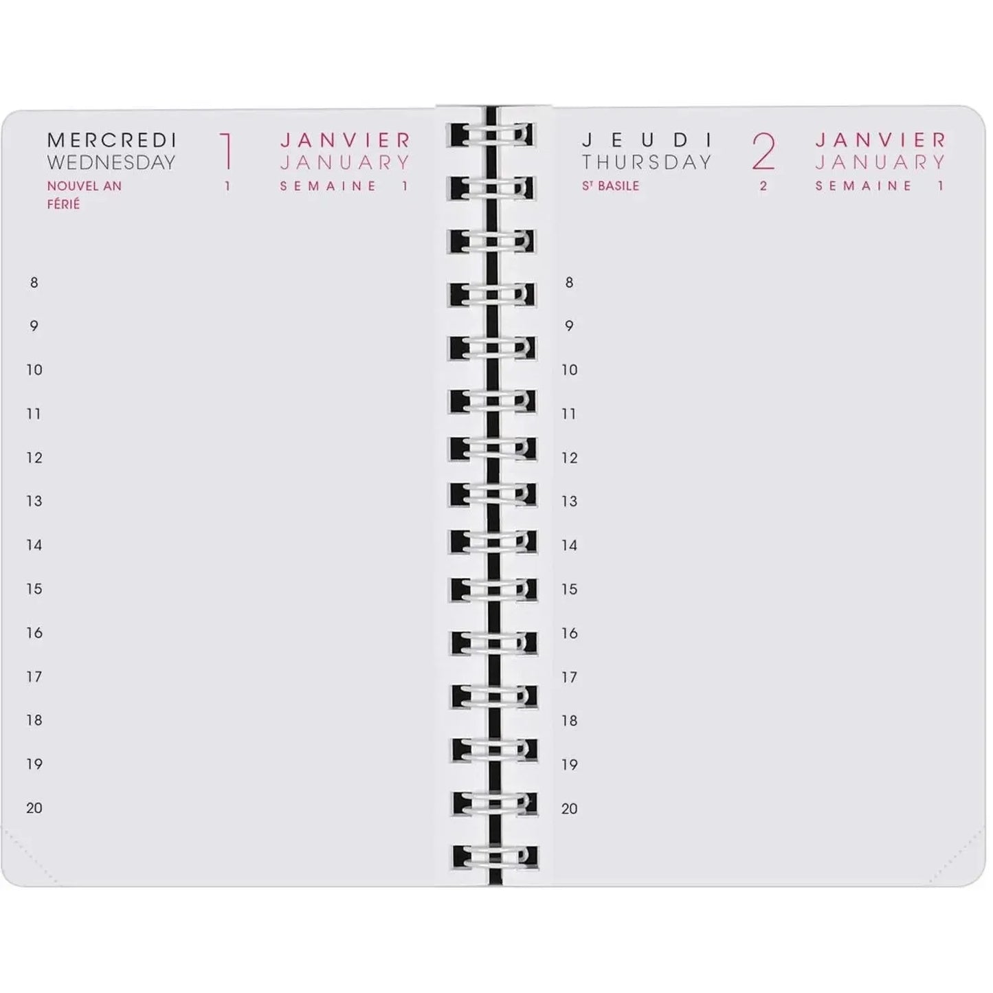 AGM Agenda Moderne Recharge 13 cm 1Jour/Page - 4 Trimestres-Recharge Agenda-Agenda Moderne-Papeterie du Dôme