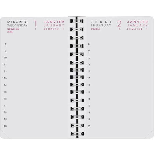 AGM Agenda Moderne Recharge 13 cm 1Jour/Page - 4 Trimestres-Recharge Agenda-Agenda Moderne-Papeterie du Dôme