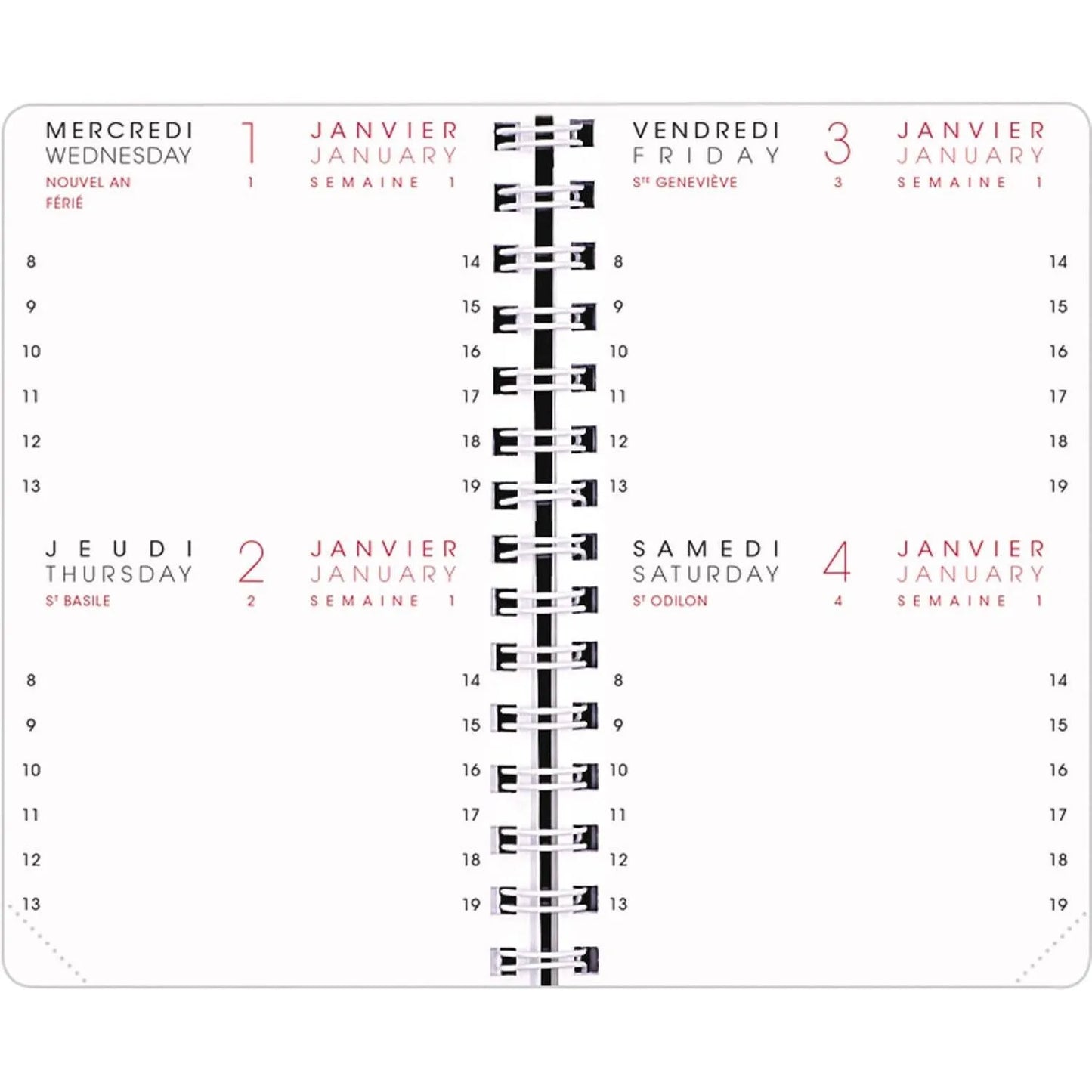 AGM Agenda Moderne Recharge 13 cm 2Jours/Page - Annuelle - Tranche Or-Recharge Agenda-Agenda Moderne-Papeterie du Dôme
