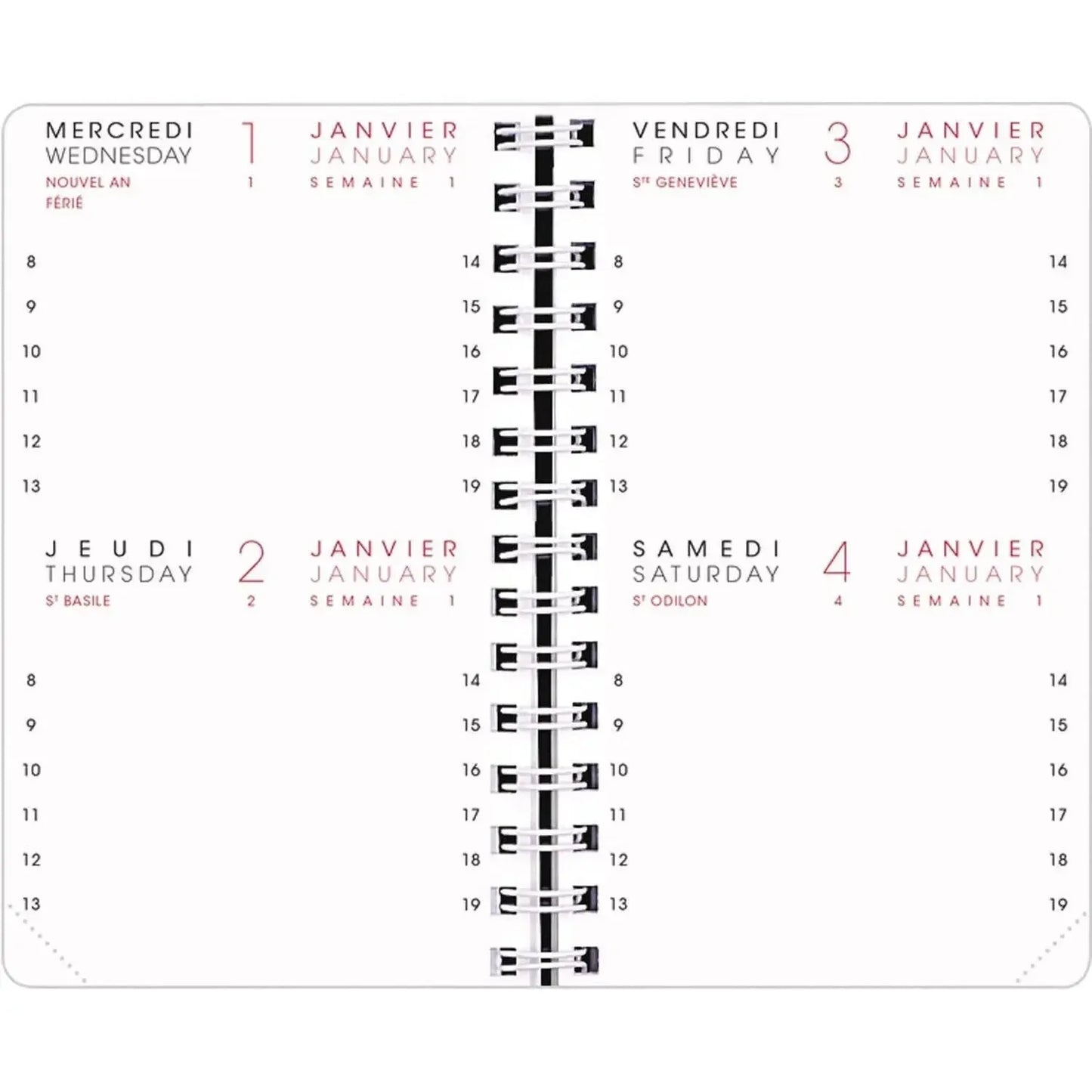 AGM Agenda Moderne Recharge 13 cm 2Jours/Page - Annuelle - Tranche Or-Recharge Agenda-Agenda Moderne-Papeterie du Dôme