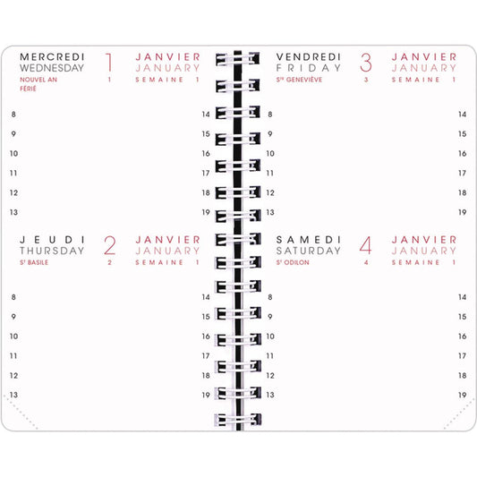 AGM Agenda Moderne Recharge 13 cm 2Jours/Page - Annuelle - Tranche Or-Recharge Agenda-Agenda Moderne-Papeterie du Dôme