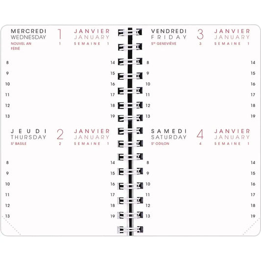 AGM Agenda Moderne Recharge 13 cm 2Jours/Page - Annuelle - Tranche Or-Recharge Agenda-Agenda Moderne-Papeterie du Dôme