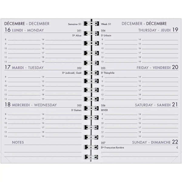 AGM Agenda Moderne Recharge 13 cm Semainier - Annuelle - Tranche Or-Recharge Agenda-Agenda Moderne-Papeterie du Dôme