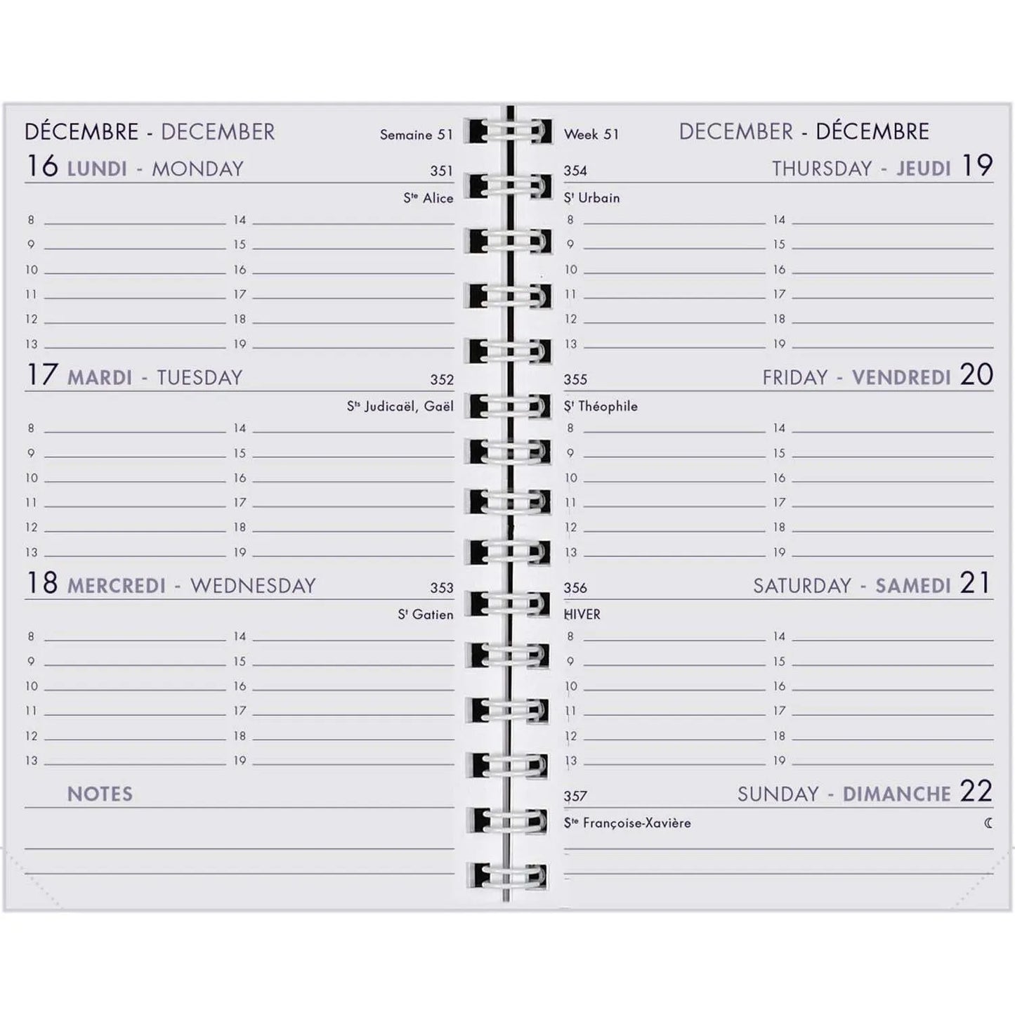 AGM Agenda Moderne Recharge 13 cm Semainier - Annuelle - Tranche Or-Recharge Agenda-Agenda Moderne-Papeterie du Dôme