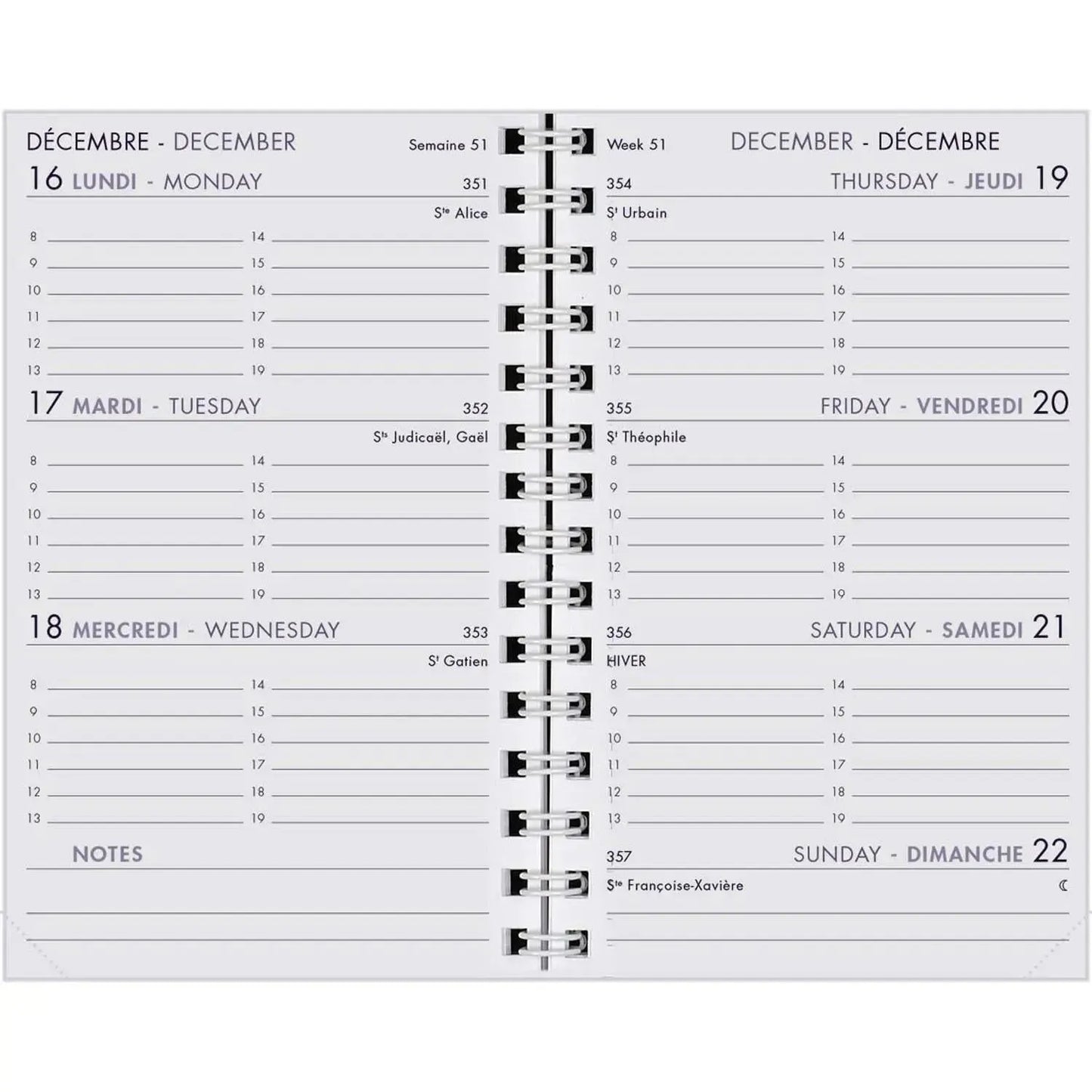 AGM Agenda Moderne Recharge 13 cm Semainier - Annuelle - Tranche Or-Recharge Agenda-Agenda Moderne-Papeterie du Dôme
