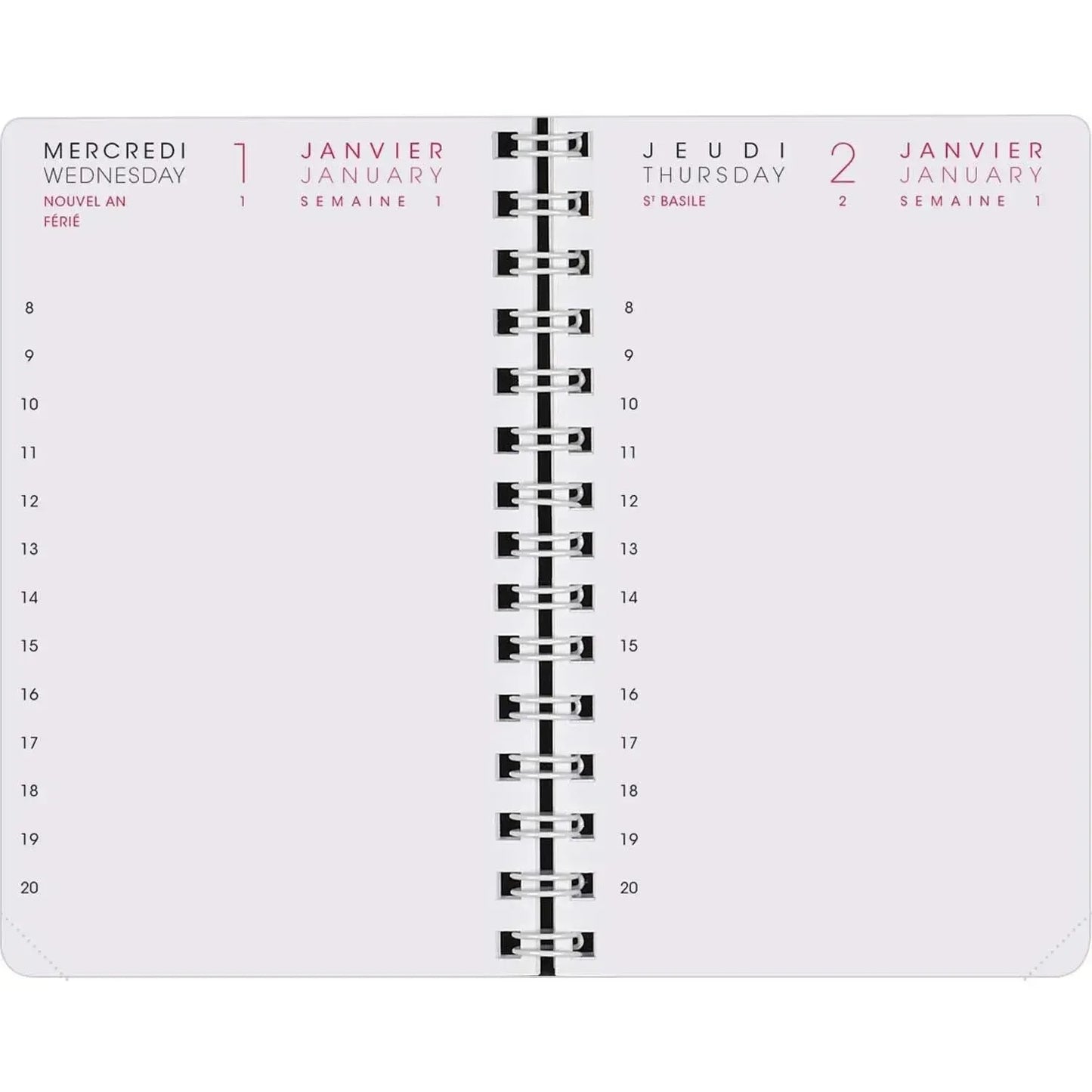 AGM Agenda Moderne Recharge 13cm 1Jour/Page - 2 Semestres - Tranche Or-Recharge Agenda-Agenda Moderne-Papeterie du Dôme