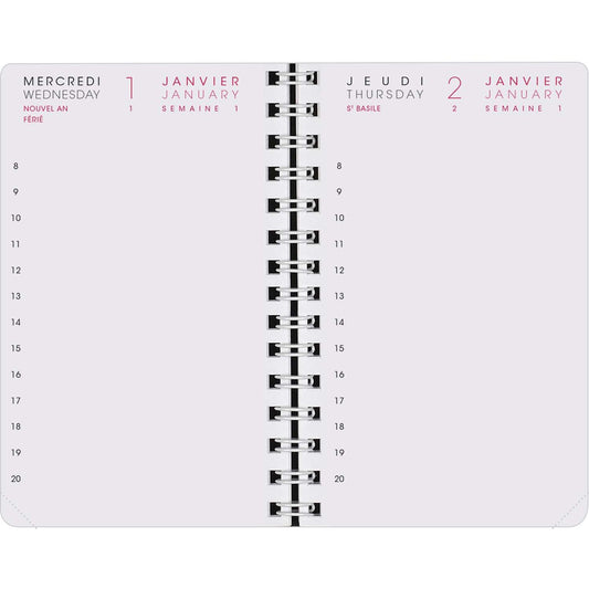 AGM Agenda Moderne Recharge 13cm 1Jour/Page - 2 Semestres - Tranche Or-Recharge Agenda-Agenda Moderne-Papeterie du Dôme