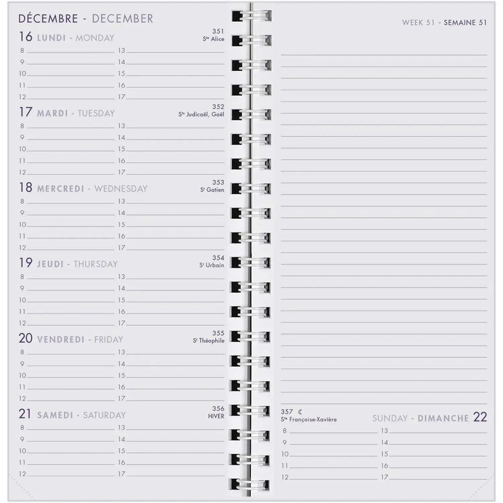 AGM Agenda Moderne Recharge 7+Notes Spirale - Semainier - Tranche Blanche-Recharge Agenda-Agenda Moderne-Papeterie du Dôme