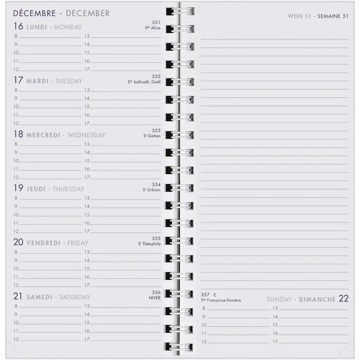 AGM Agenda Moderne Recharge 7+Notes Spirale - Semainier - Tranche Blanche-Recharge Agenda-Agenda Moderne-Papeterie du Dôme