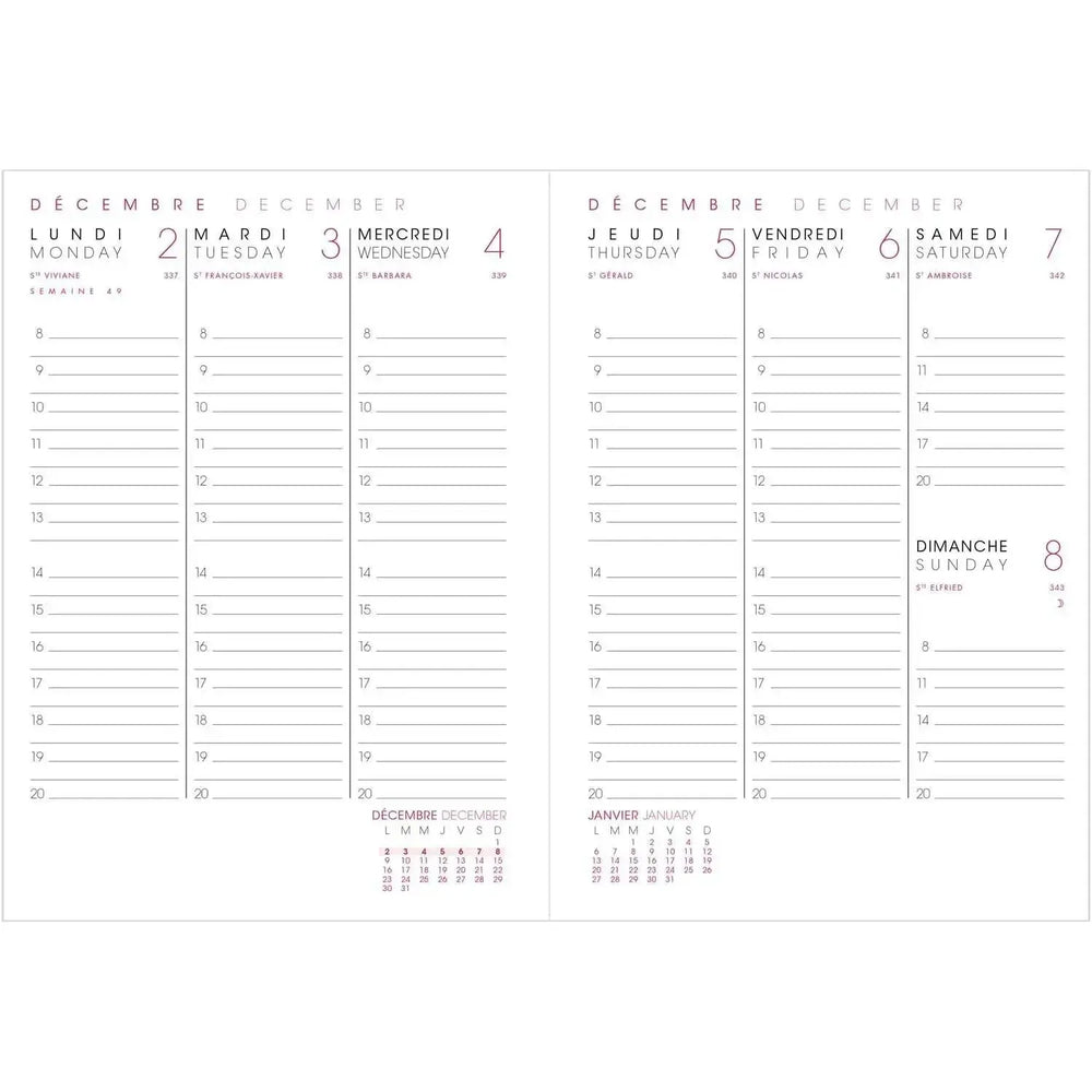 AGM Agenda Moderne Recharge A5 Semainier Brochée - Tranche Or-Recharge Agenda-Agenda Moderne-Papeterie du Dôme