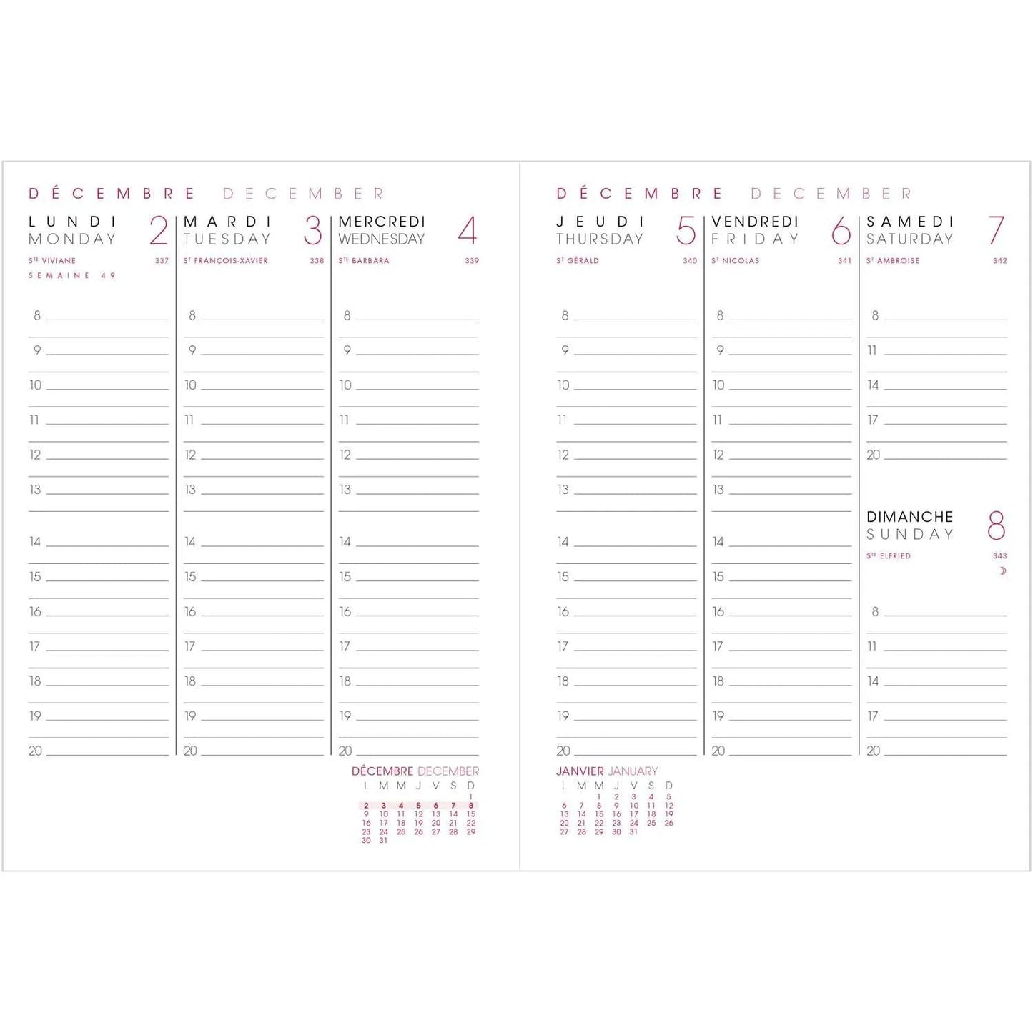 AGM Agenda Moderne Recharge A5 Semainier Brochée - Tranche Or-Recharge Agenda-Agenda Moderne-Papeterie du Dôme