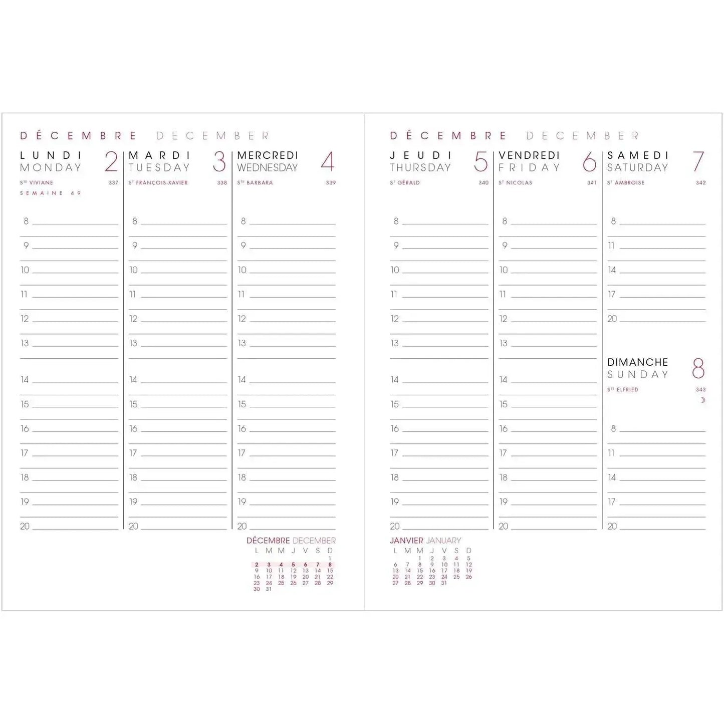 AGM Agenda Moderne Recharge A5 Semainier Brochée - Tranche Or-Recharge Agenda-Agenda Moderne-Papeterie du Dôme