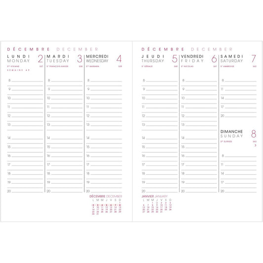 AGM Agenda Moderne Recharge A5 Semainier Brochée - Tranche Or-Recharge Agenda-Agenda Moderne-Papeterie du Dôme