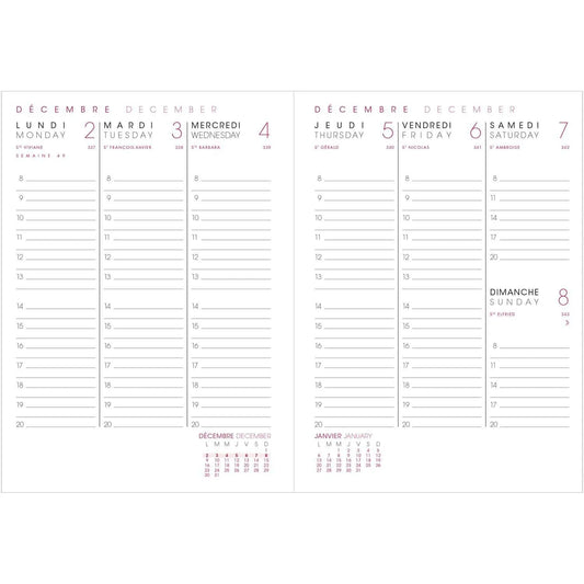 AGM Agenda Moderne Recharge A5 Semainier Brochée - Tranche Or-Recharge Agenda-Agenda Moderne-Papeterie du Dôme