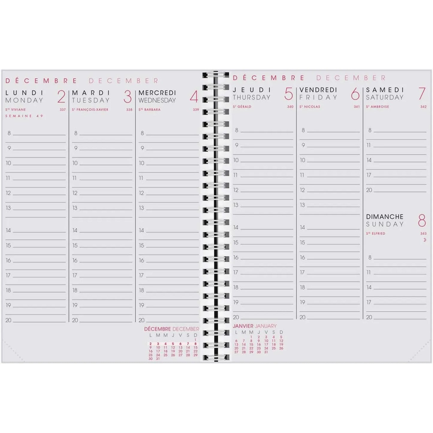 AGM Agenda Moderne Recharge A5 Semainier Spiralée INTABSEM-Recharge Agenda-Agenda Moderne-Papeterie du Dôme