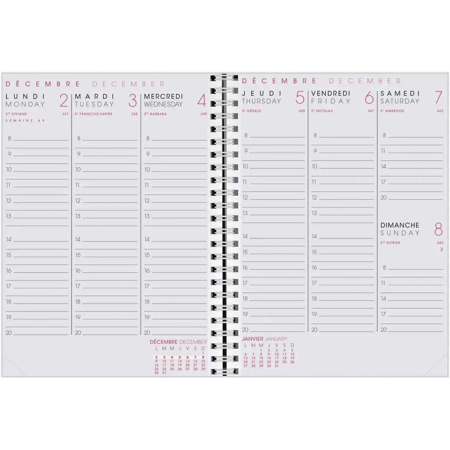 AGM Agenda Moderne Recharge A5 Semainier Spiralée INTABSEM-Recharge Agenda-Agenda Moderne-Papeterie du Dôme