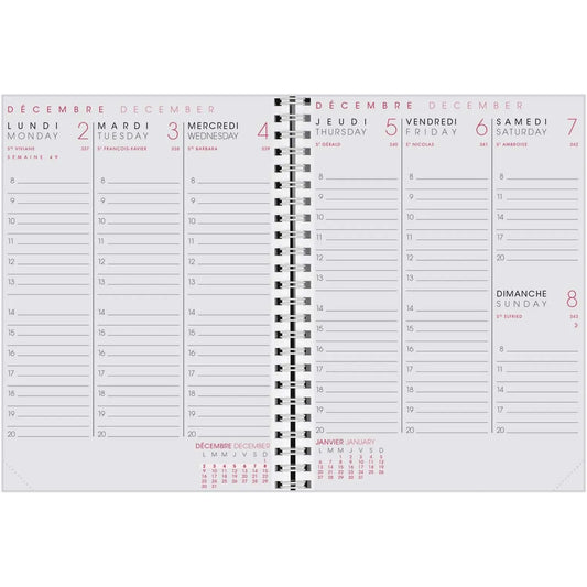 AGM Agenda Moderne Recharge A5 Semainier Spiralée INTABSEM-Recharge Agenda-Agenda Moderne-Papeterie du Dôme