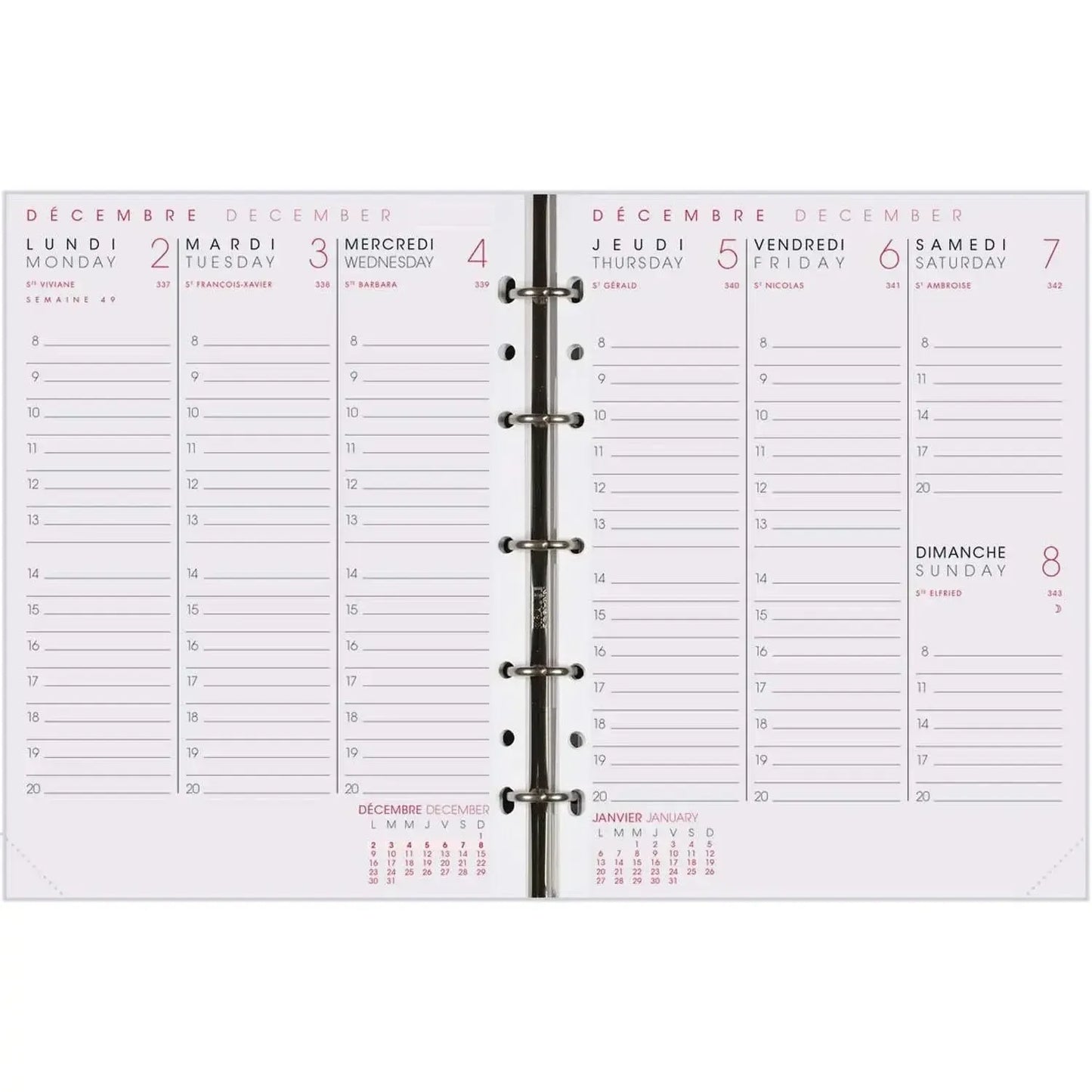 AGM Agenda Moderne Recharge ABA Semaine/2Pages - Semainier - Tranche Or-Recharge Agenda-Agenda Moderne-Papeterie du Dôme