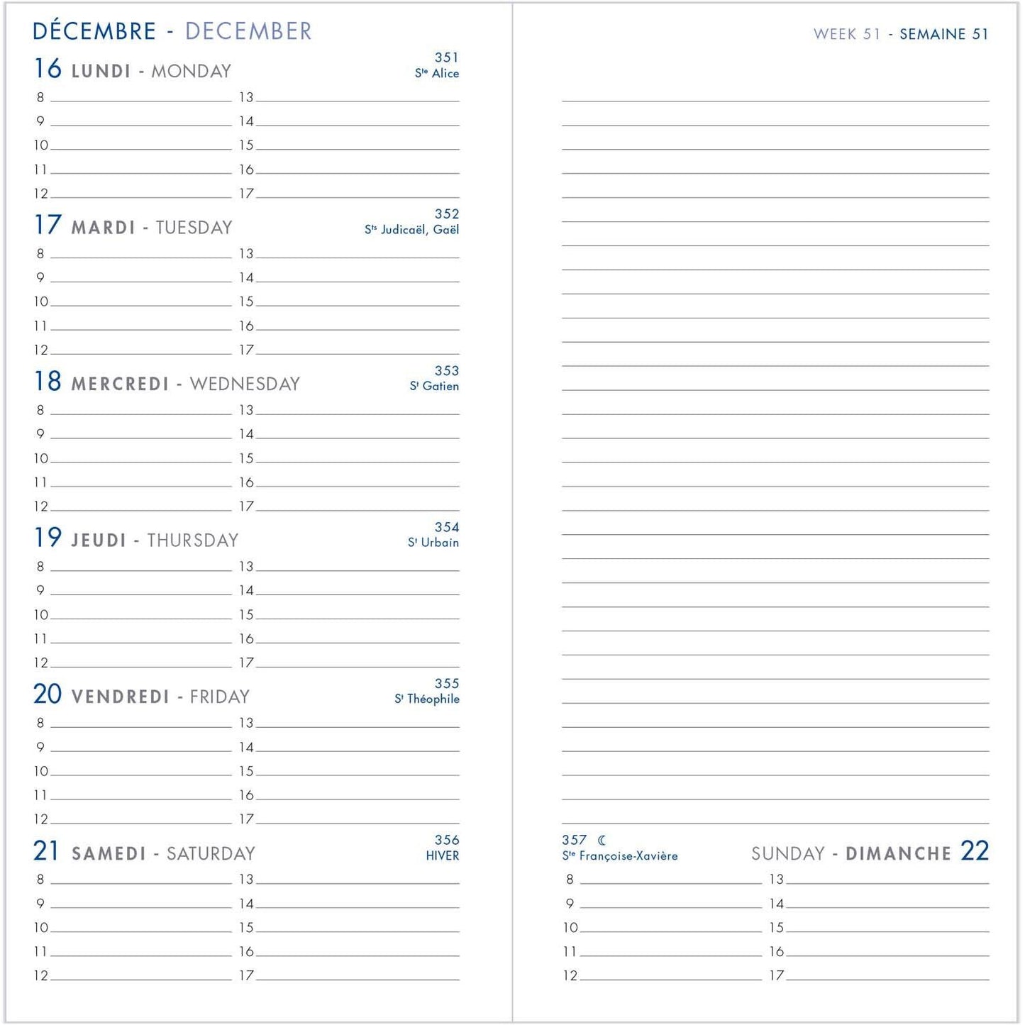AGM Agenda Moderne Recharge Agenda 7+Notes Brochée INT3001-Recharge Agenda-Agenda Moderne-Papeterie du Dôme