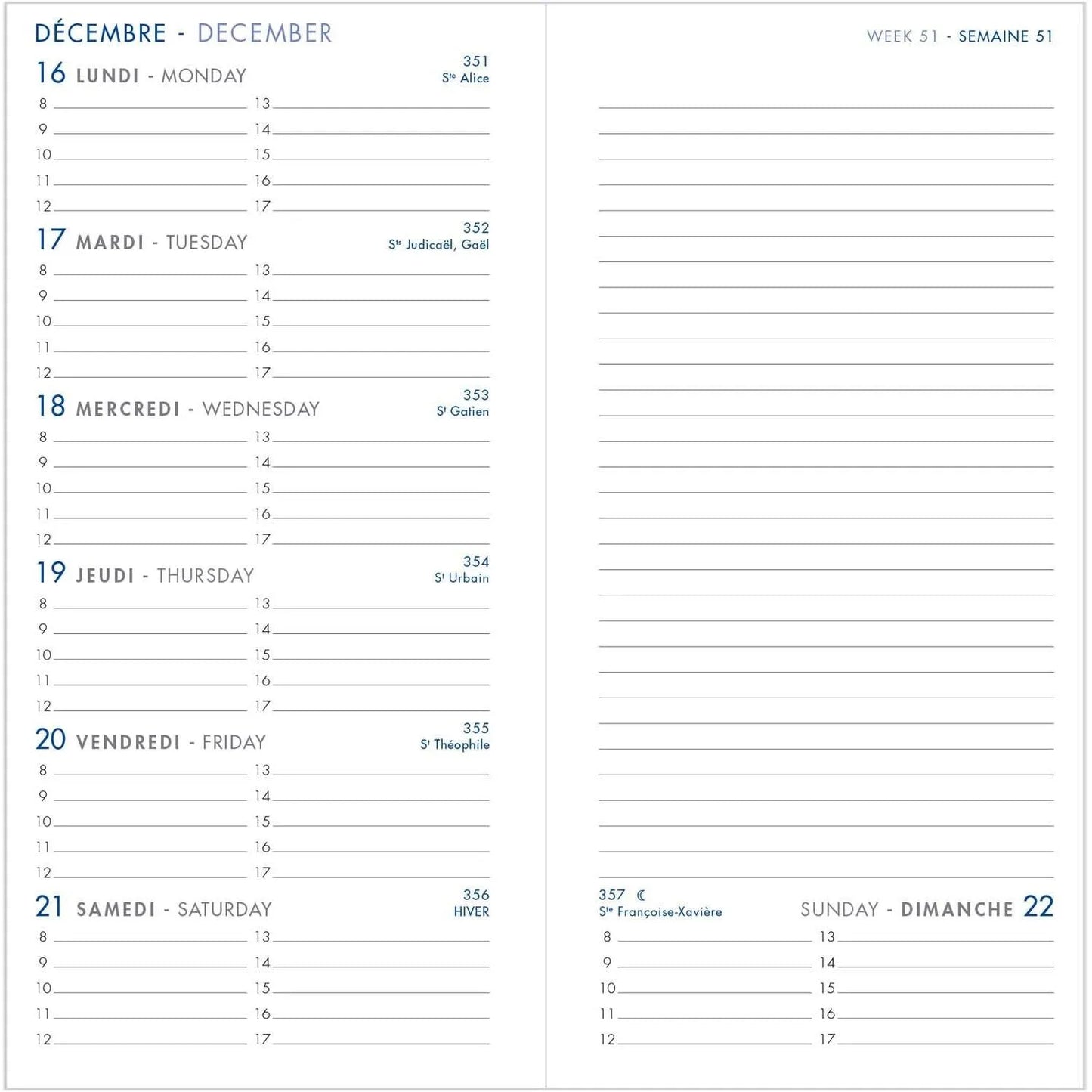 AGM Agenda Moderne Recharge Agenda 7+Notes Brochée INT3001-Recharge Agenda-Agenda Moderne-Papeterie du Dôme