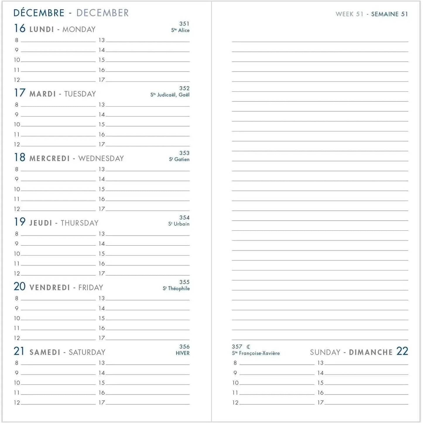 AGM Agenda Moderne Recharge Agenda 7+Notes Brochée INT3001-Recharge Agenda-Agenda Moderne-Papeterie du Dôme