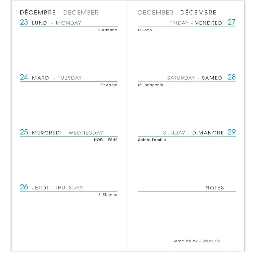AGM Agenda Moderne Recharge Brochée Minisem - Annuelle - Tranche Or-Recharge Agenda-Agenda Moderne-Papeterie du Dôme