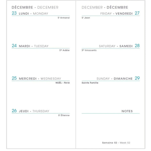 AGM Agenda Moderne Recharge Brochée Minisem - Annuelle - Tranche Or-Recharge Agenda-Agenda Moderne-Papeterie du Dôme