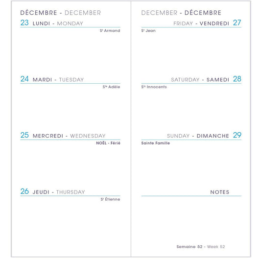 AGM Agenda Moderne Recharge Brochée Minisem - Annuelle - Tranche Or-Recharge Agenda-Agenda Moderne-Papeterie du Dôme