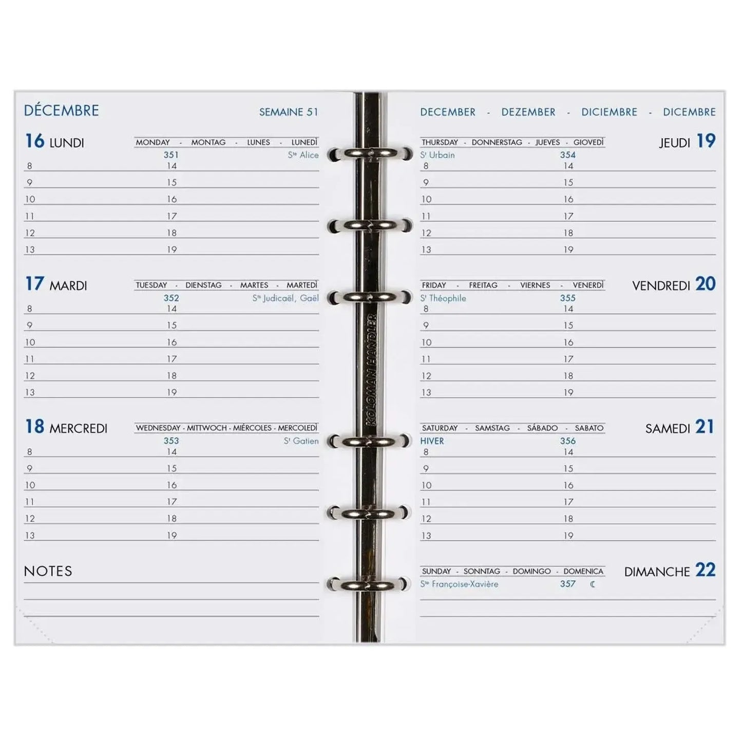 AGM Agenda Moderne Recharge Hebdoplan Perforée - Semainier - Tranche Or-Recharge Agenda-Agenda Moderne-Papeterie du Dôme