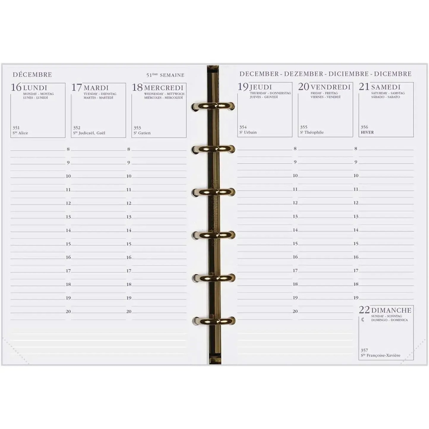 AGM Agenda Moderne Recharge Perforée Europe - Semainier - Tranche Or-Recharge Agenda-Agenda Moderne-Papeterie du Dôme
