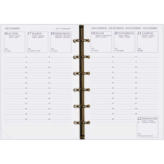AGM Agenda Moderne Recharge Perforée Europe - Semainier - Tranche Or-Recharge Agenda-Agenda Moderne-Papeterie du Dôme