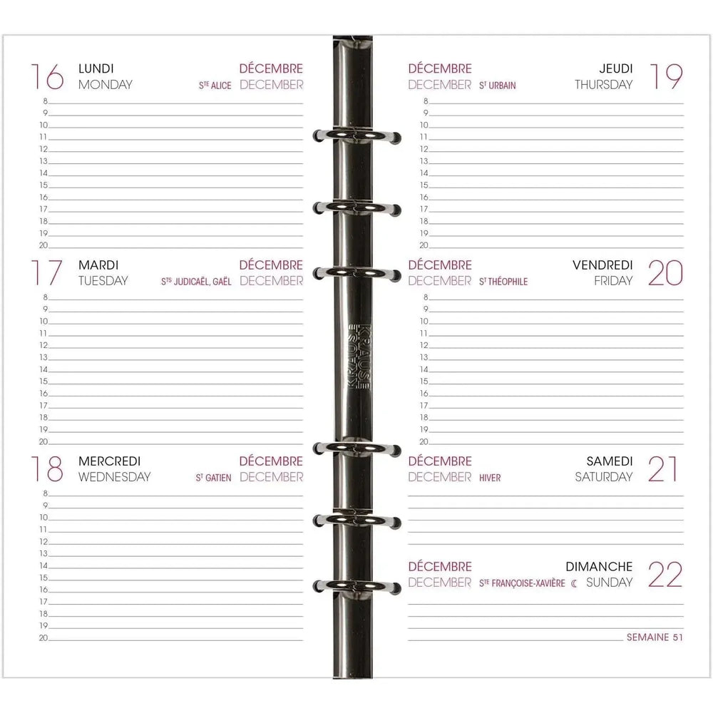 AGM Agenda Moderne Recharge Perforée Internationale - Semainier - Tranche Or-Recharge Agenda-Agenda Moderne-Papeterie du Dôme