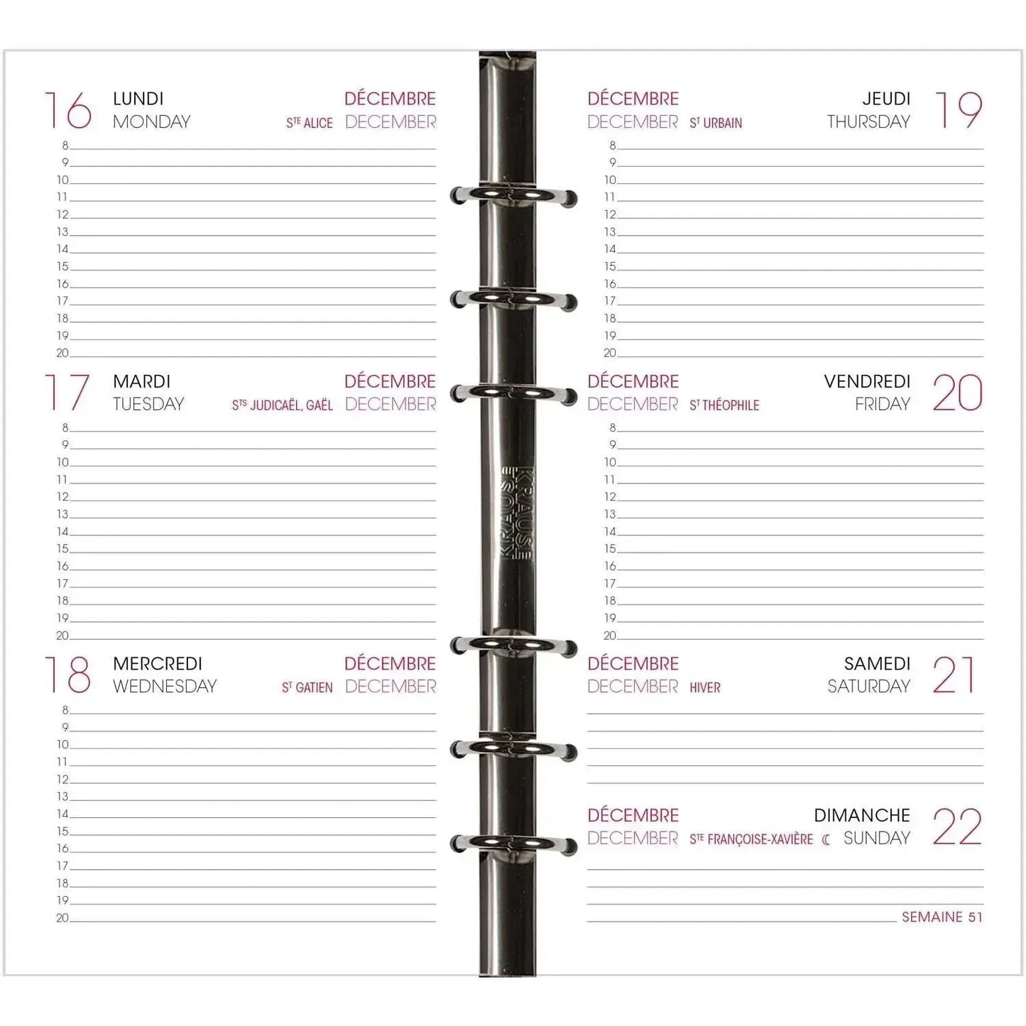 AGM Agenda Moderne Recharge Perforée Internationale - Semainier - Tranche Or-Recharge Agenda-Agenda Moderne-Papeterie du Dôme