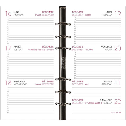 AGM Agenda Moderne Recharge Perforée Internationale - Semainier - Tranche Or-Recharge Agenda-Agenda Moderne-Papeterie du Dôme