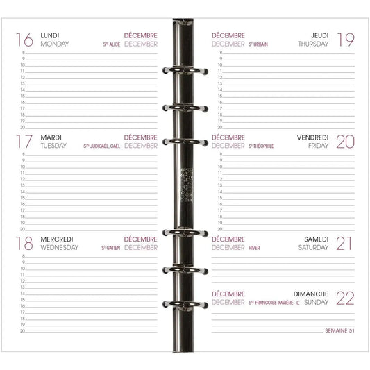 AGM Agenda Moderne Recharge Perforée Internationale - Semainier - Tranche Or-Recharge Agenda-Agenda Moderne-Papeterie du Dôme