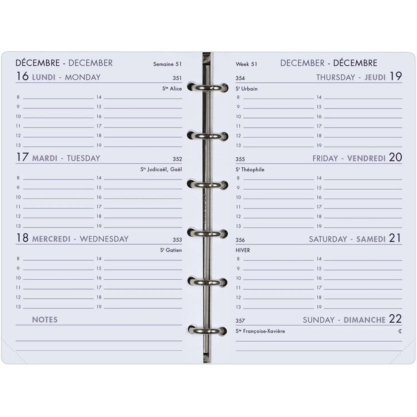 AGM Agenda Moderne Recharge Semainier Perforée - Format 13 cm - Tranche Or-Recharge Agenda-Agenda Moderne-Papeterie du Dôme