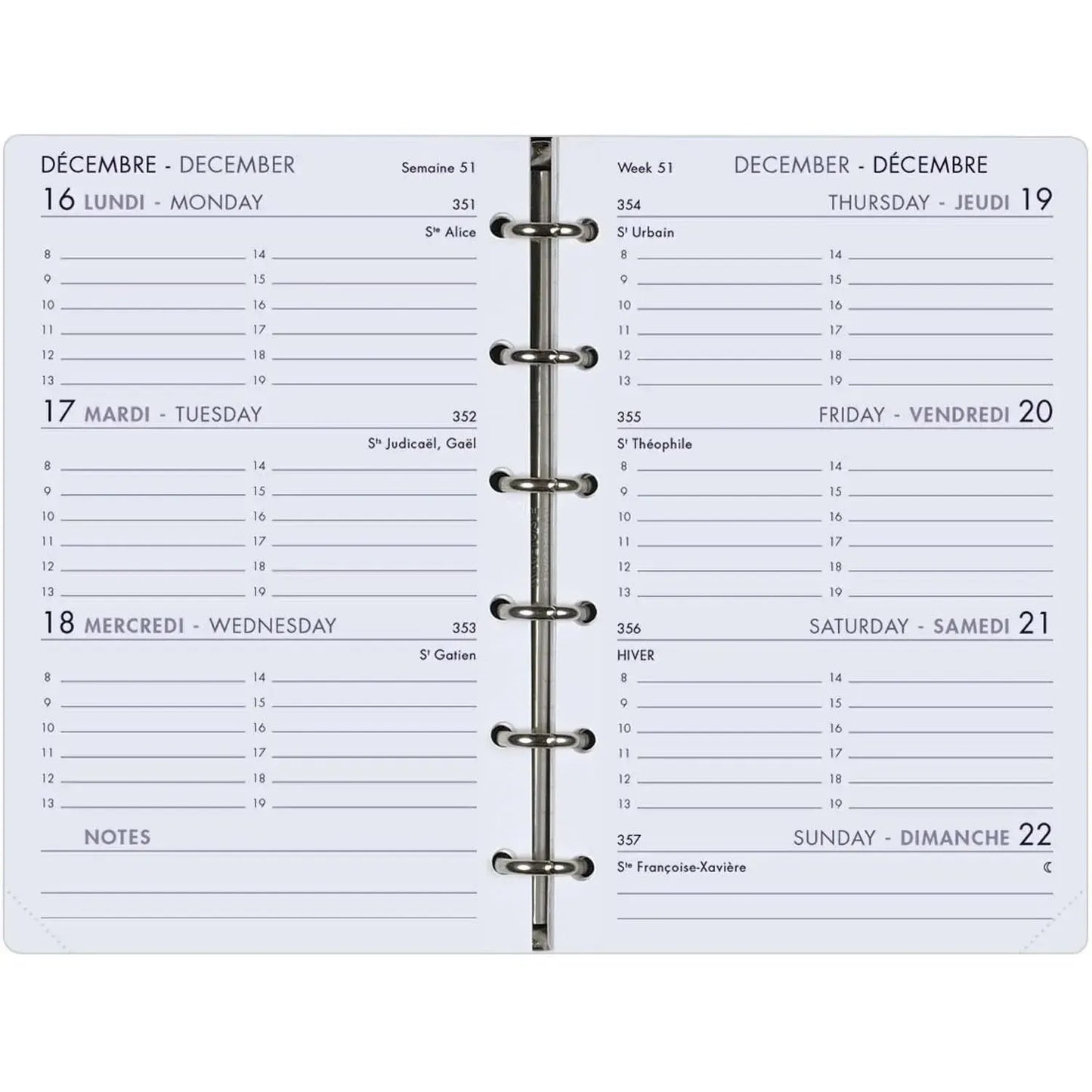 AGM Agenda Moderne Recharge Semainier Perforée - Format 13 cm - Tranche Or-Recharge Agenda-Agenda Moderne-Papeterie du Dôme