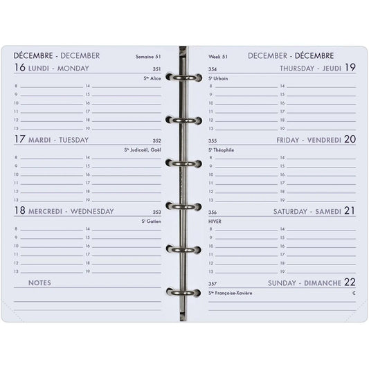 AGM Agenda Moderne Recharge Semainier Perforée - Format 13 cm - Tranche Or-Recharge Agenda-Agenda Moderne-Papeterie du Dôme