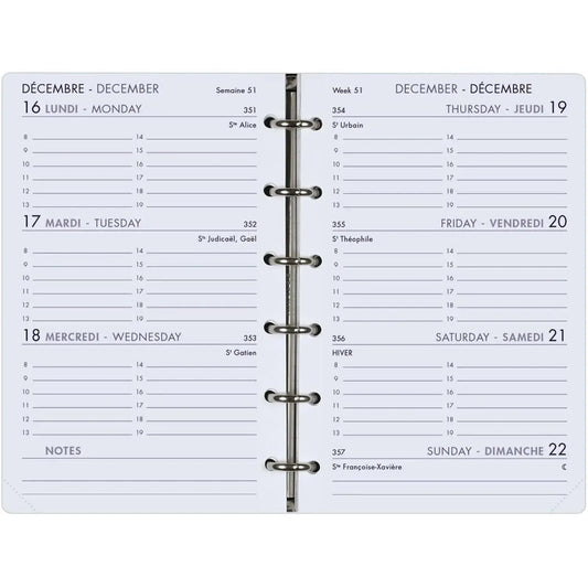AGM Agenda Moderne Recharge Semainier Perforée - Format 13 cm - Tranche Or-Recharge Agenda-Agenda Moderne-Papeterie du Dôme
