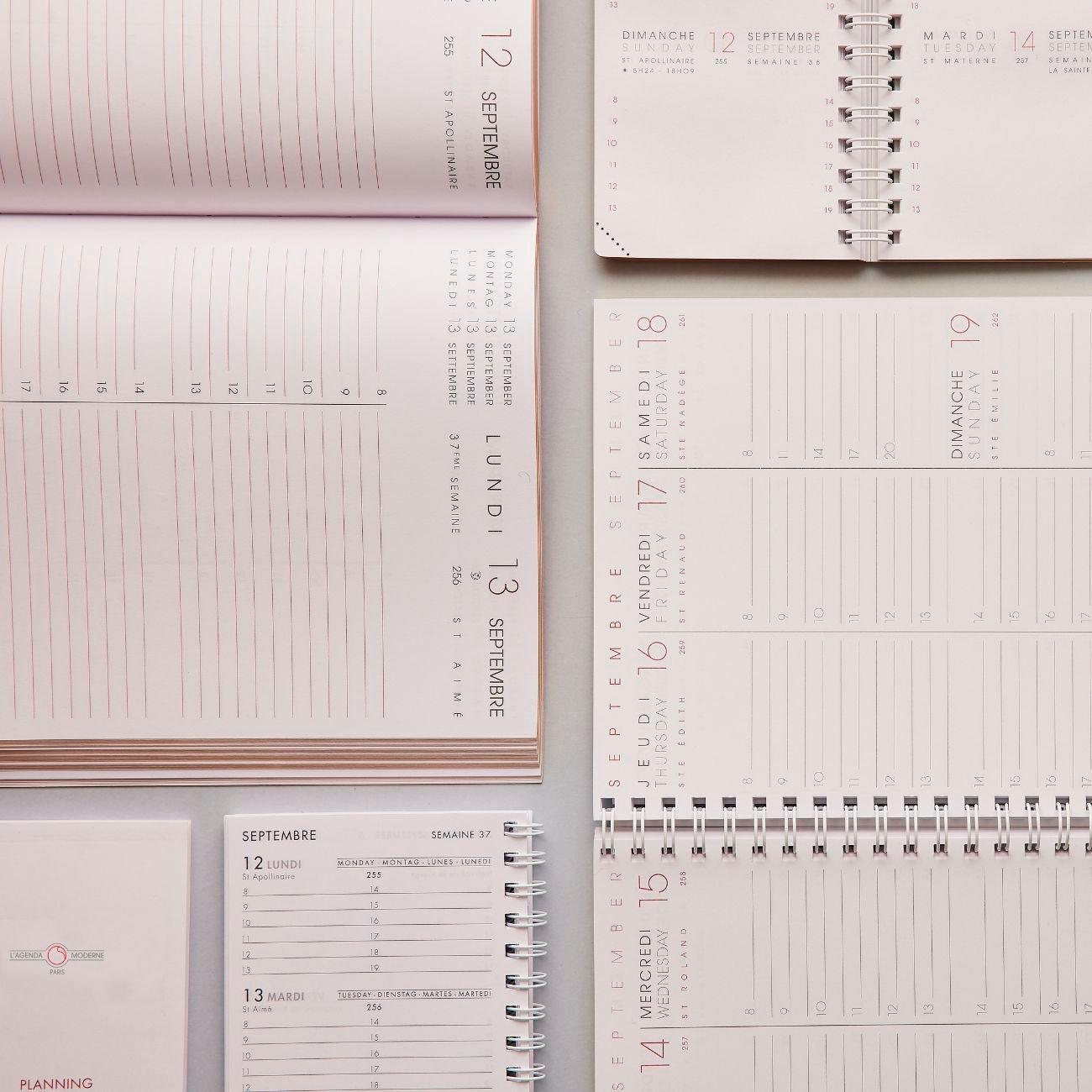 AGM Agenda Moderne Recharge Spiralée Hebdoplan - Semainier - Tranche Blanche-Recharge Agenda-Agenda Moderne-Papeterie du Dôme