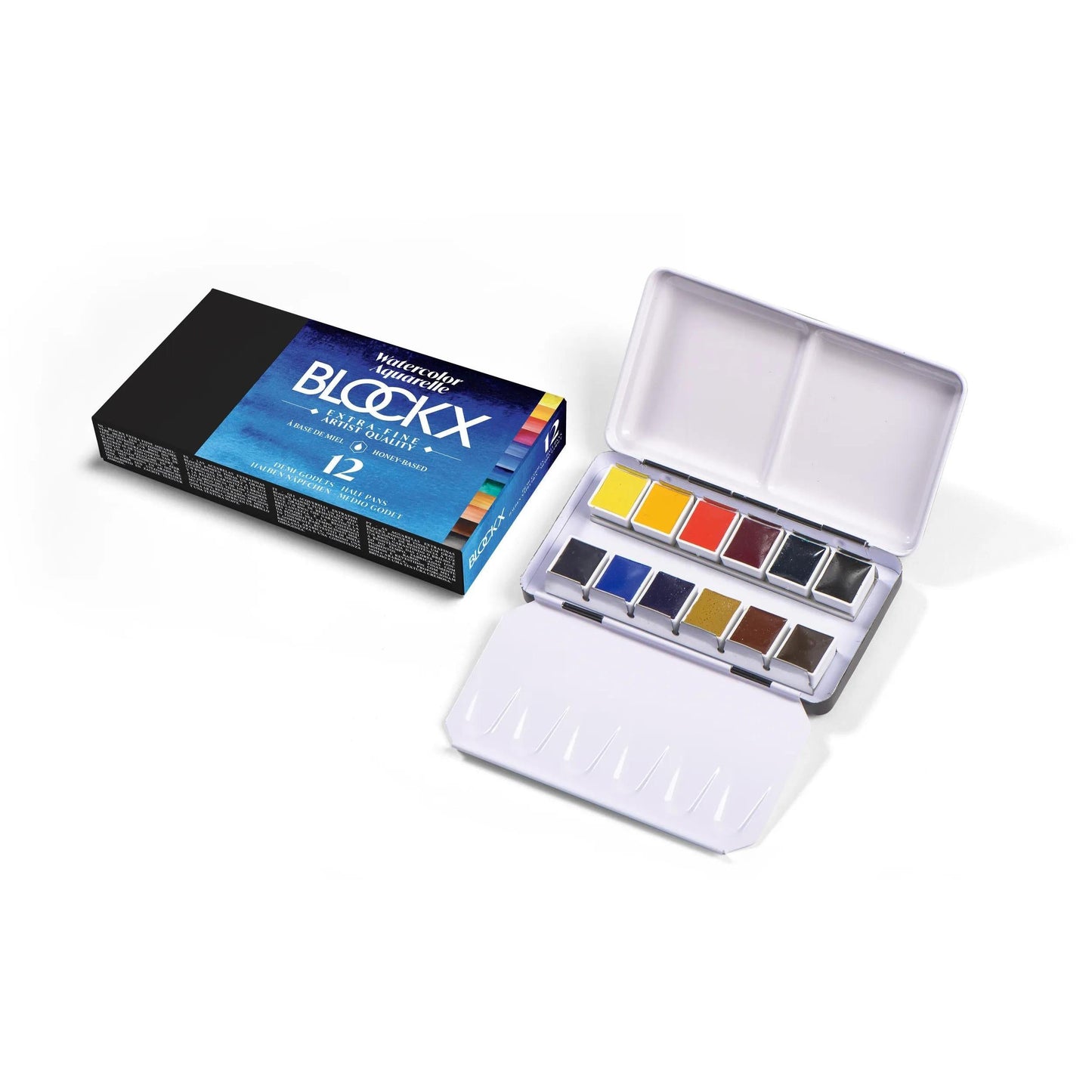 BXC Boîte d'Aquarelles 12 Demi-Godets-Aquarelle-Blockx-Papeterie du Dôme
